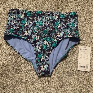 Athleta Blue and Green Floral Bikini Bottoms